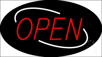 Open Deco Style Red Letters with White Oval Border LED Neon Sign