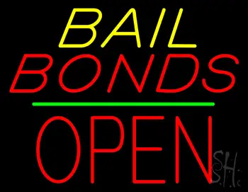 Bail Bonds Block Open Green Line LED Neon Sign