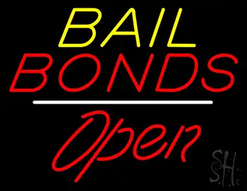 Bail Bonds Open White Line LED Neon Sign