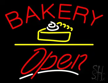 Bakery Logo Open Yellow Line LED Neon Sign