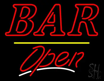 Bar Open Yellow Line LED Neon Sign