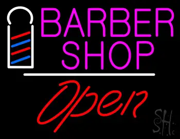 Pink Barber Shop Logo Open LED Neon Sign