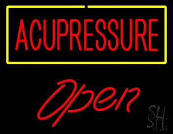 Red Acupressure Yellow Border Open LED Neon Sign