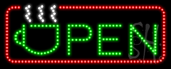 Open with cup logo Animated LED Sign