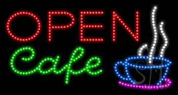 Open Cafe Animated LED Sign