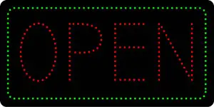 Open Green Border and Red Letters LED Sign