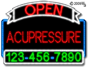 Acupressure Open with Phone Number Animated LED Sign