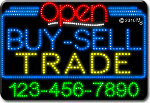 Buy Sell Trade Open with Phone Number Animated LED Sign