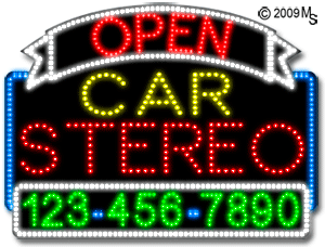 Car Stereo Open with Phone Number Animated LED Sign