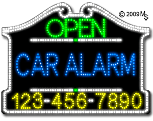 Car Alarm Open with Phone Number Animated LED Sign