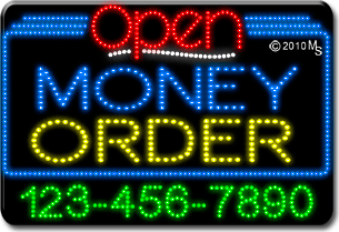 Money Order Open with Phone Number Animated LED Sign