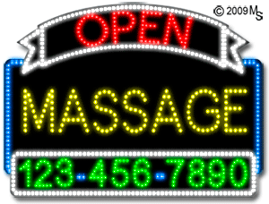 Massage Open with Phone Number Animated LED Sign