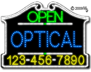 Optical Open with Phone Number Animated LED Sign