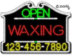 Waxing Open with Phone Number Animated LED Sign