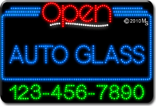 Auto Glass Open with Phone Number Animated LED Sign