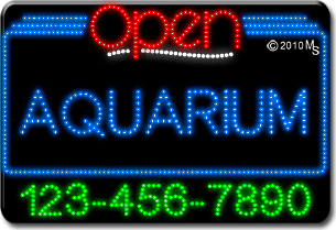 Aquarium Open with Phone Number Animated LED Sign