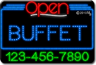 Buffet Open with Phone Number Animated LED Sign