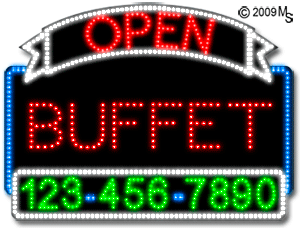 Buffet Open with Phone Number Animated LED Sign