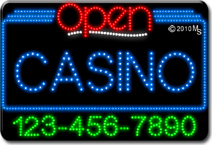 Casino Open with Phone Number Animated LED Sign