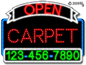 Carpet Open with Phone Number Animated LED Sign