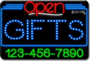 Gifts Open with Phone Number Animated LED Sign