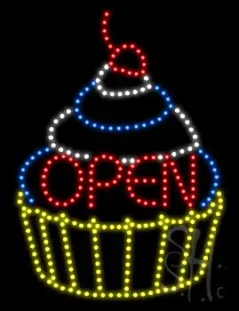 Cupcake Open LED Sign