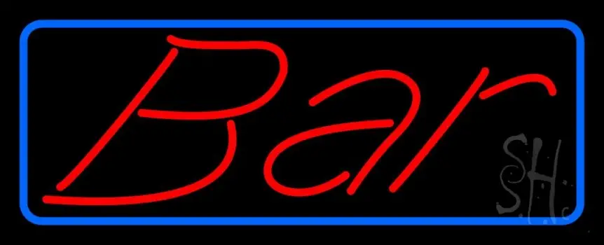 Red Bar With Blue Border LED Neon Sign