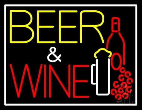 Beer and Wine With Bottle LED Neon Sign