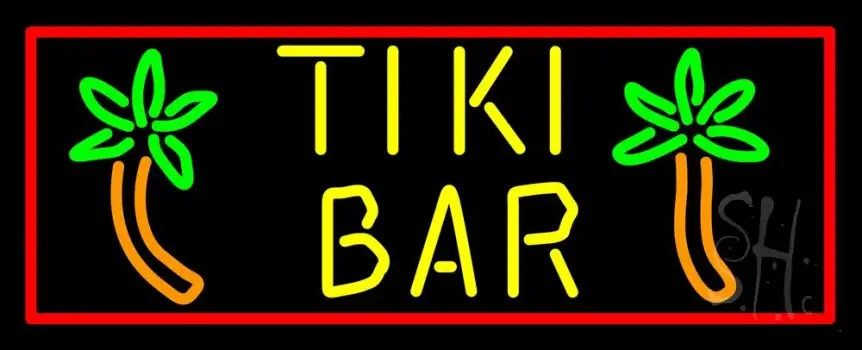 Tike Bar With Two Palm Trees LED Neon Sign