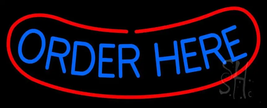 White Order Here With Red Border Bar LED Neon Sign