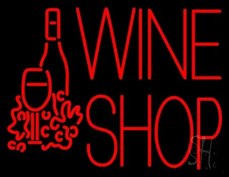 Wine Shop With Bottle and Glass LED Neon Sign