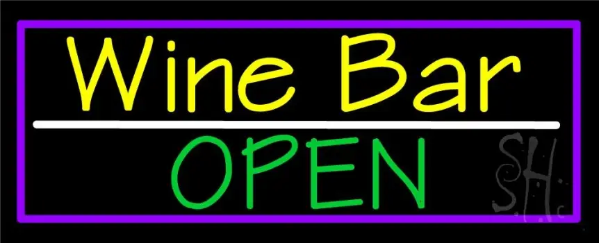 Yellow Wine Bar Green Open LED Neon Sign
