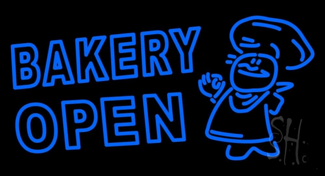 Bakery Open With Man LED Neon Sign