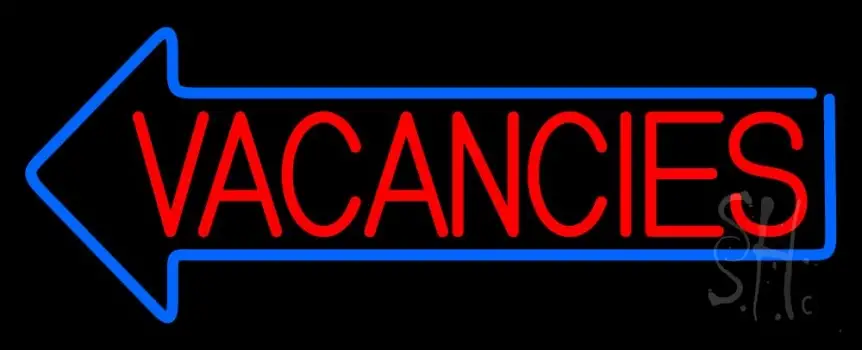 Red Vacancies With Blue Arrow LED Neon Sign
