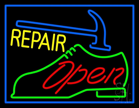 Green Shoe Yellow Repair Open LED Neon Sign