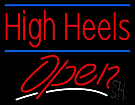 High Heels Open With Blue Line LED Neon Sign