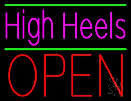 High Heels Open With Green Line LED Neon Sign