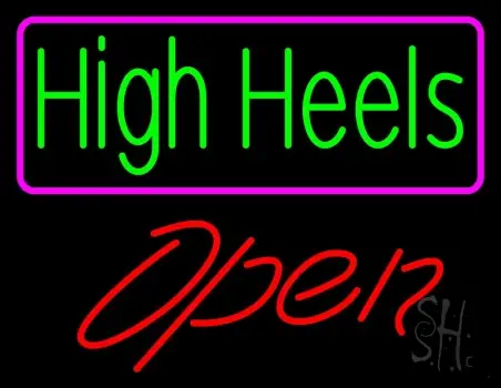 High Heels Open With Pink Border LED Neon Sign