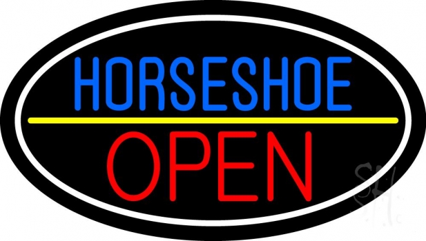 Horseshoe Open With Border LED Neon Sign