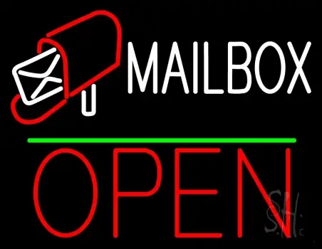 Mailbox Red Logo With Open 1 LED Neon Sign