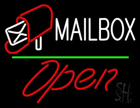 Mailbox Red Logo With Open 2 LED Neon Sign