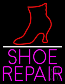 Pink Shoe Repair With Line LED Neon Sign