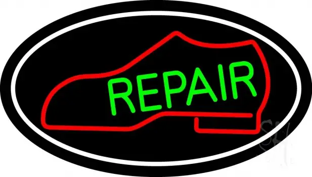 Red Boot Green Repair With Border LED Neon Sign