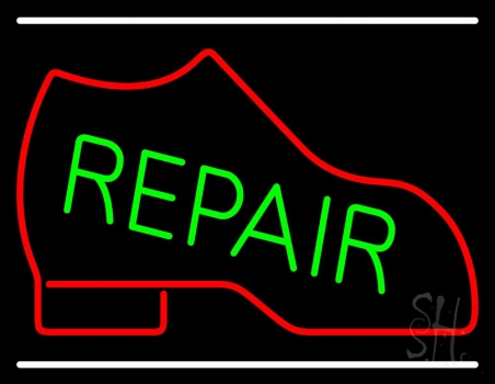 Red Boot Green Repair With Line LED Neon Sign