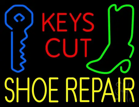 Red Keys Cut Yellow Shoe Repair LED Neon Sign