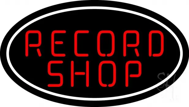 Red Record Shop Block 2 LED Neon Sign