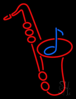 Red Saxophone Logo 1 LED Neon Sign