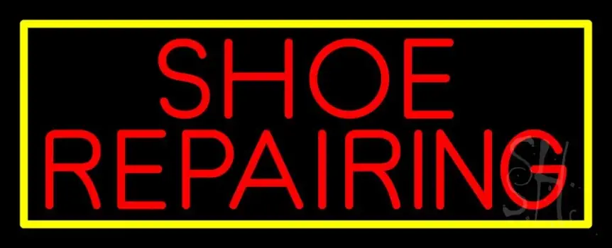 Red Shoe Repairing With Border LED Neon Sign