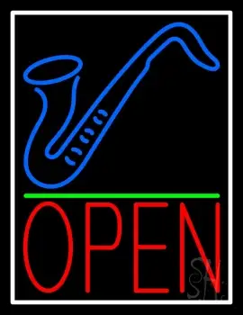 Saxophone Open Green Line 2 LED Neon Sign