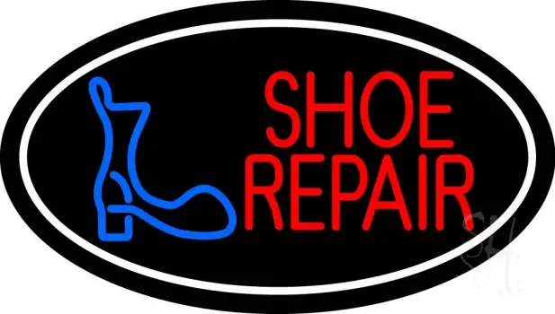 Shoe Repair Logo White Border LED Neon Sign